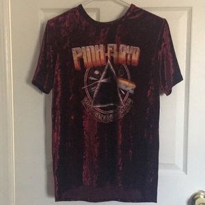 Pink Floyd Crushed Velvet Burgundy Red Shirt